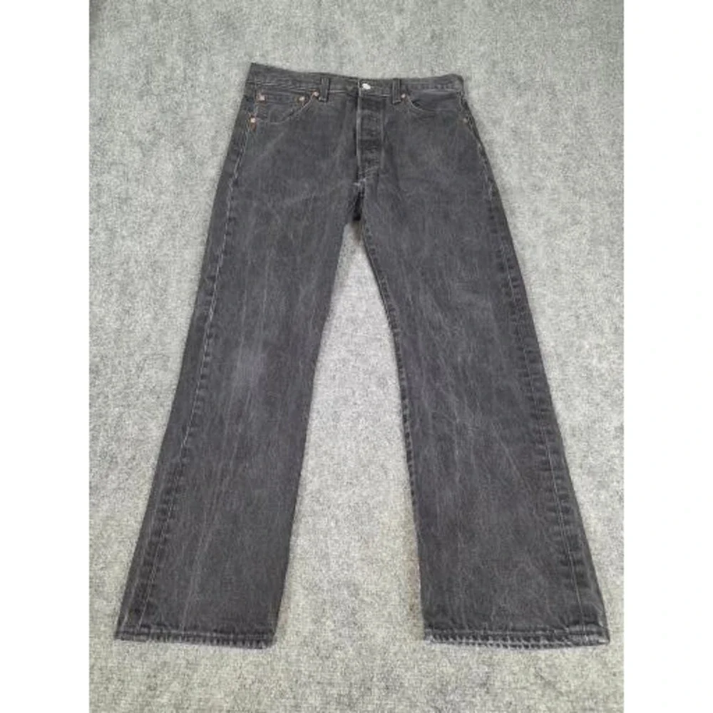 Levis 501 Original Fit Mens Faded Black Straight Leg Button Fly Jeans W33 L30